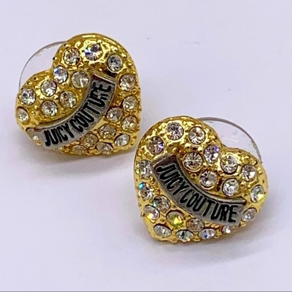 Juicy Couture Pave Heart Gold Earrings